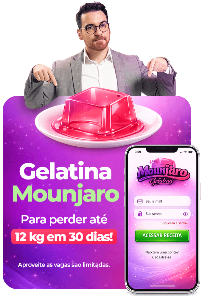Gelatina Mounjaro e Homem Apontando